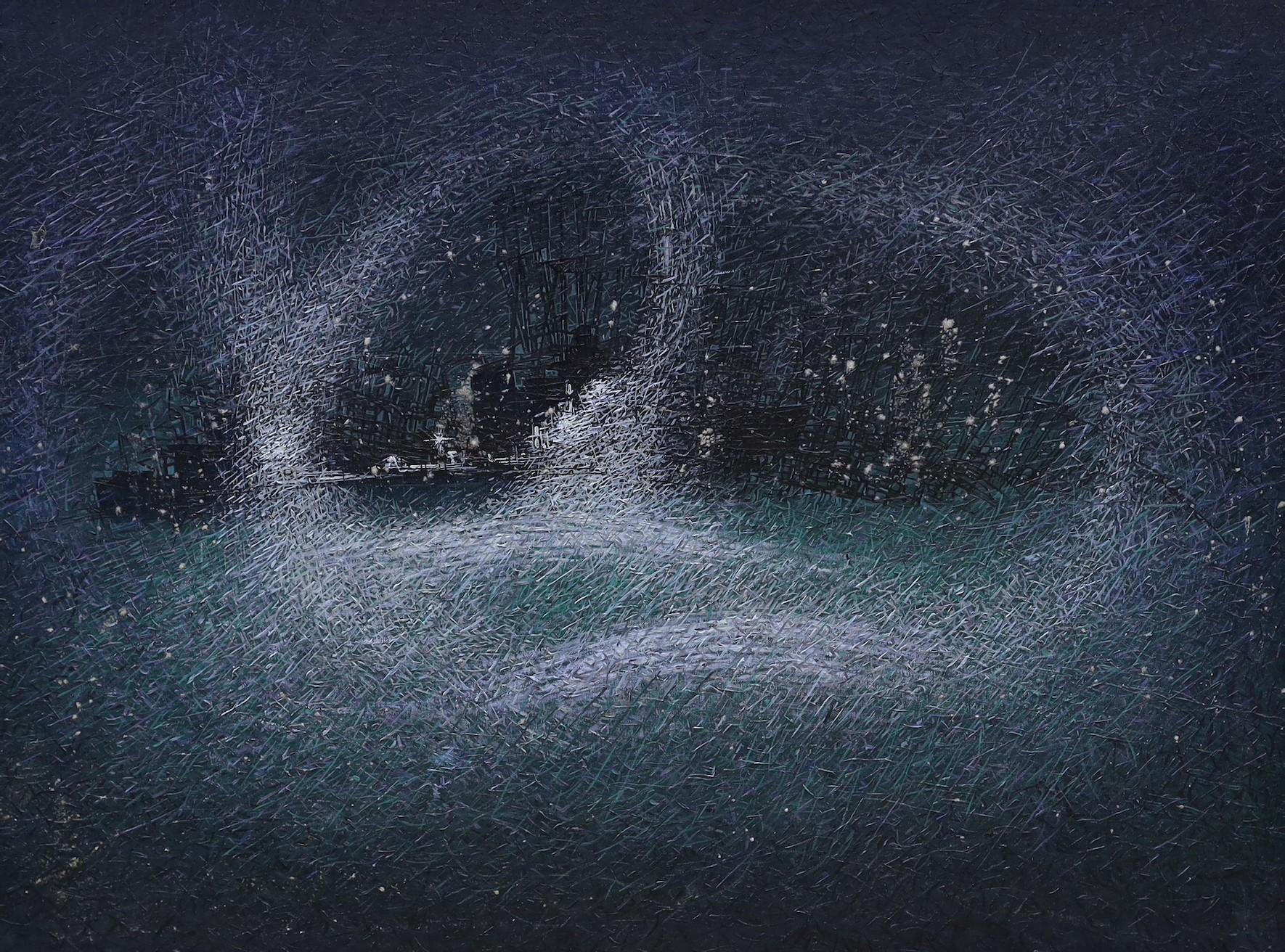 Walter Brettingham (1924-2002), oil on canvas, ‘Death of a Ship’, dated 1968, 72 x 98cm